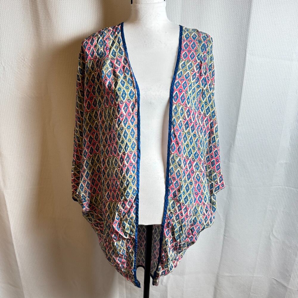 Soft Surroundings Kimono Alina Cocoon Topper Geometric Wrap Sz S/M Boho Festival
